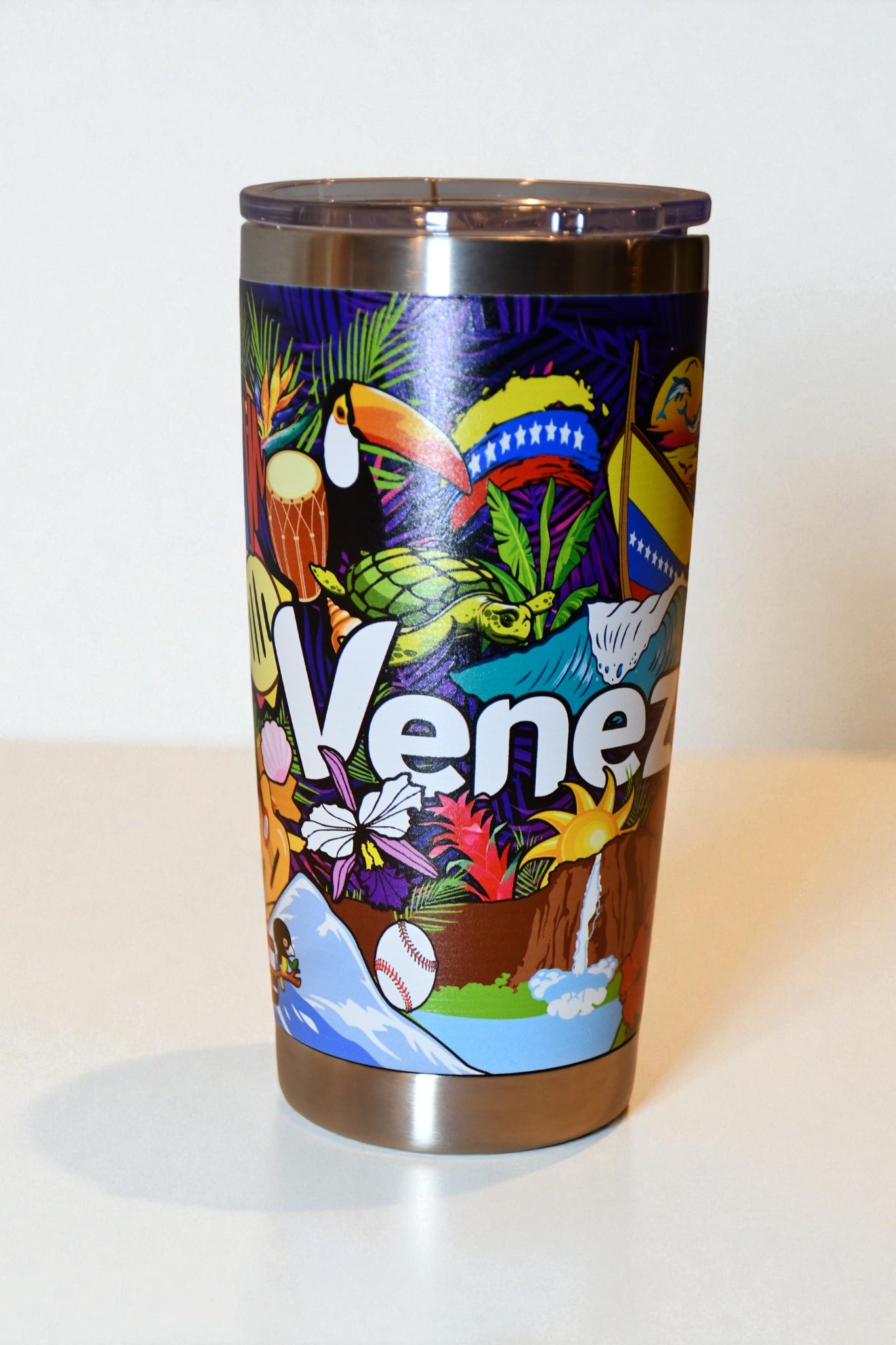 20oz Double-Wall Stainless Steel Tumbler – Venezuela-Inspired Design.