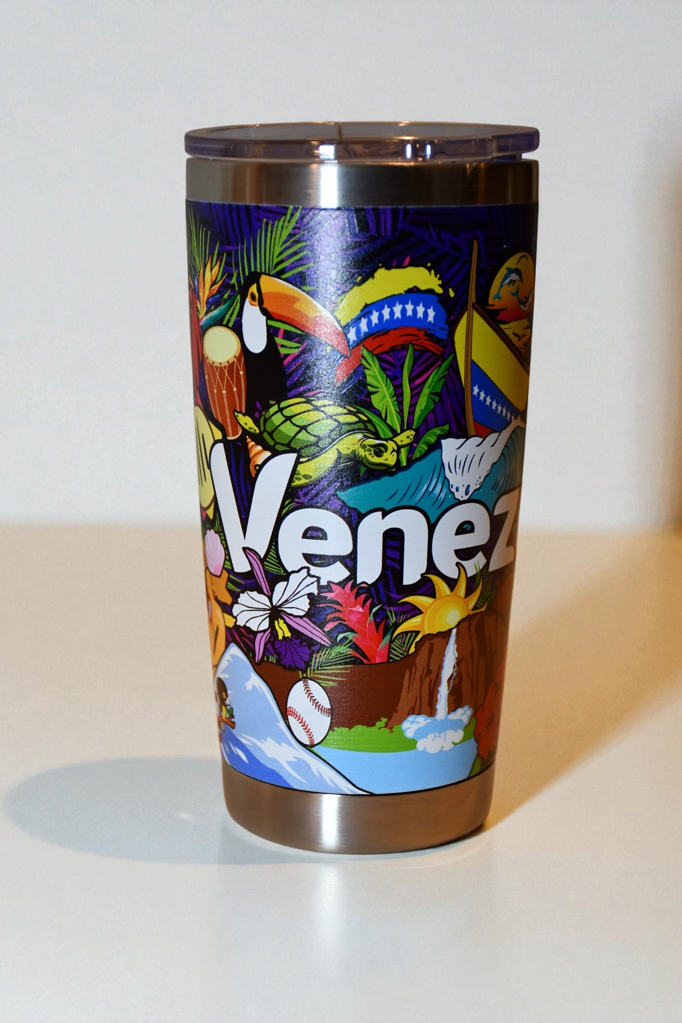 20oz Double-Wall Stainless Steel Tumbler – Venezuela-Inspired Design.