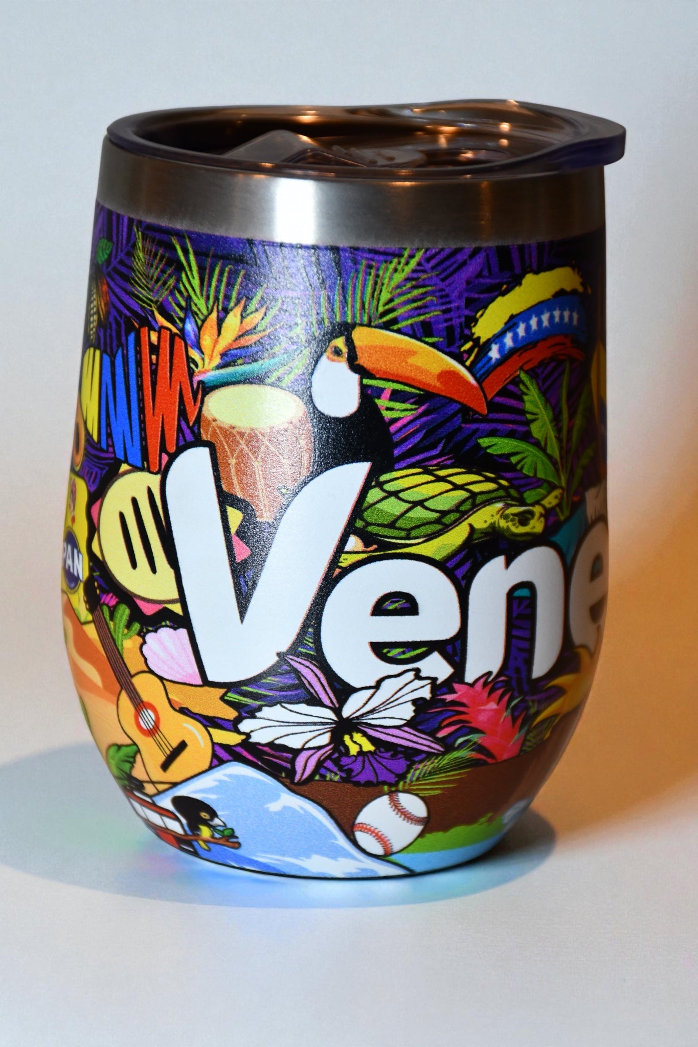 12oz Double-Wall Stainless Steel Mug/Tumbler – Venezuela-Inspired Design.