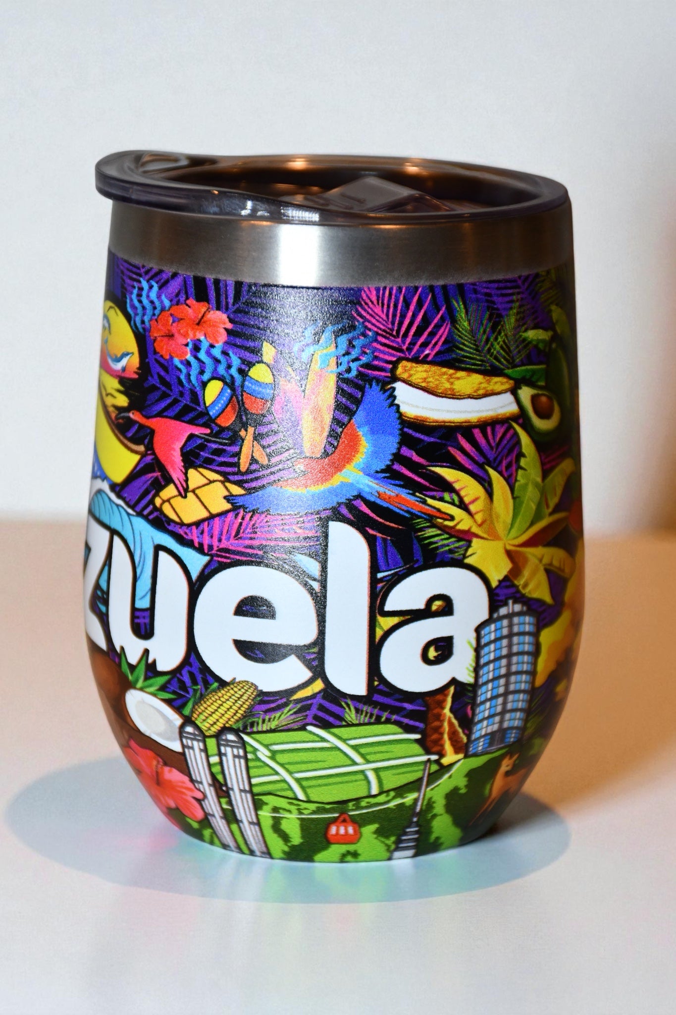 12oz Double-Wall Stainless Steel Mug/Tumbler – Venezuela-Inspired Design.