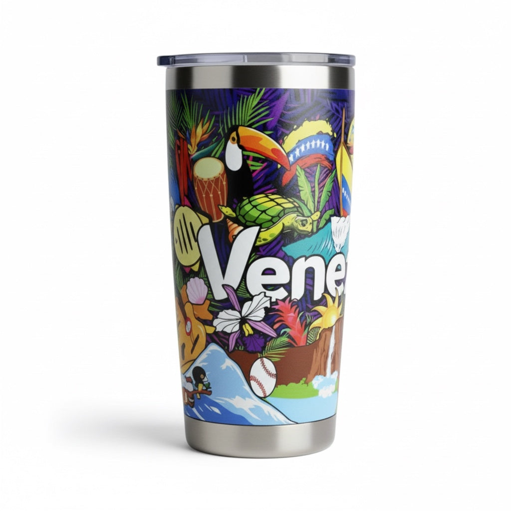 20oz Double-Wall Stainless Steel Tumbler – Venezuela-Inspired Design.
