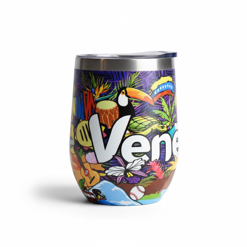 12oz Double-Wall Stainless Steel Mug/Tumbler – Venezuela-Inspired Design.