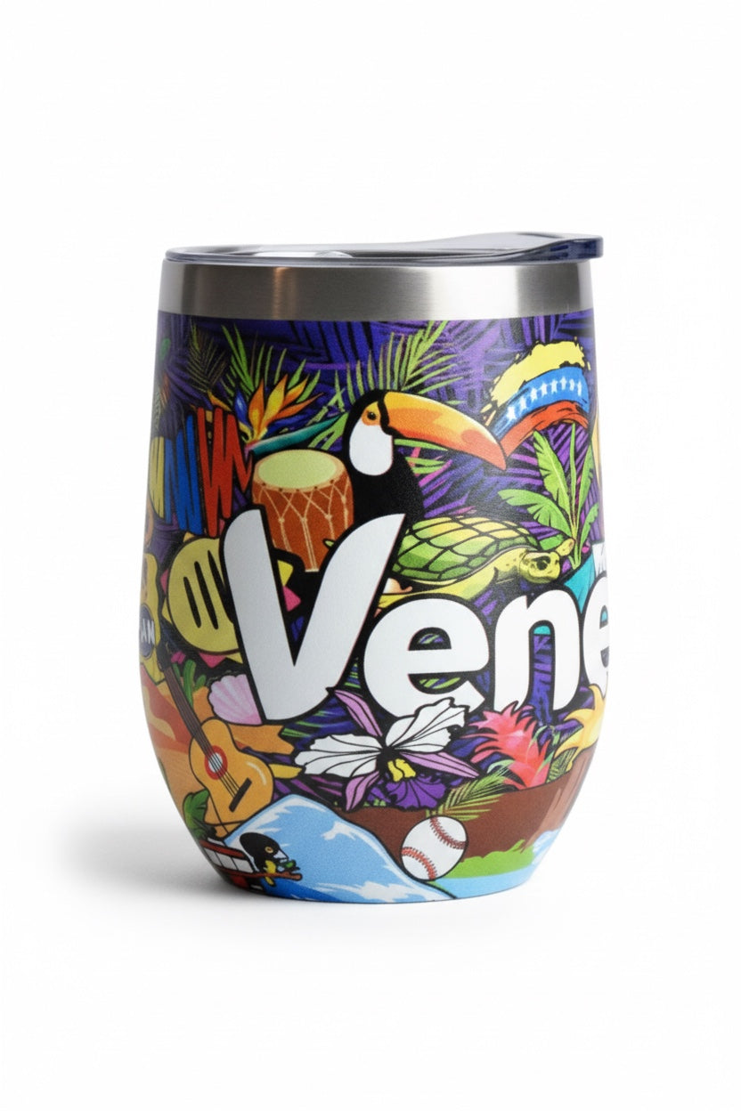 12oz Double-Wall Stainless Steel Mug/Tumbler – Venezuela-Inspired Design.
