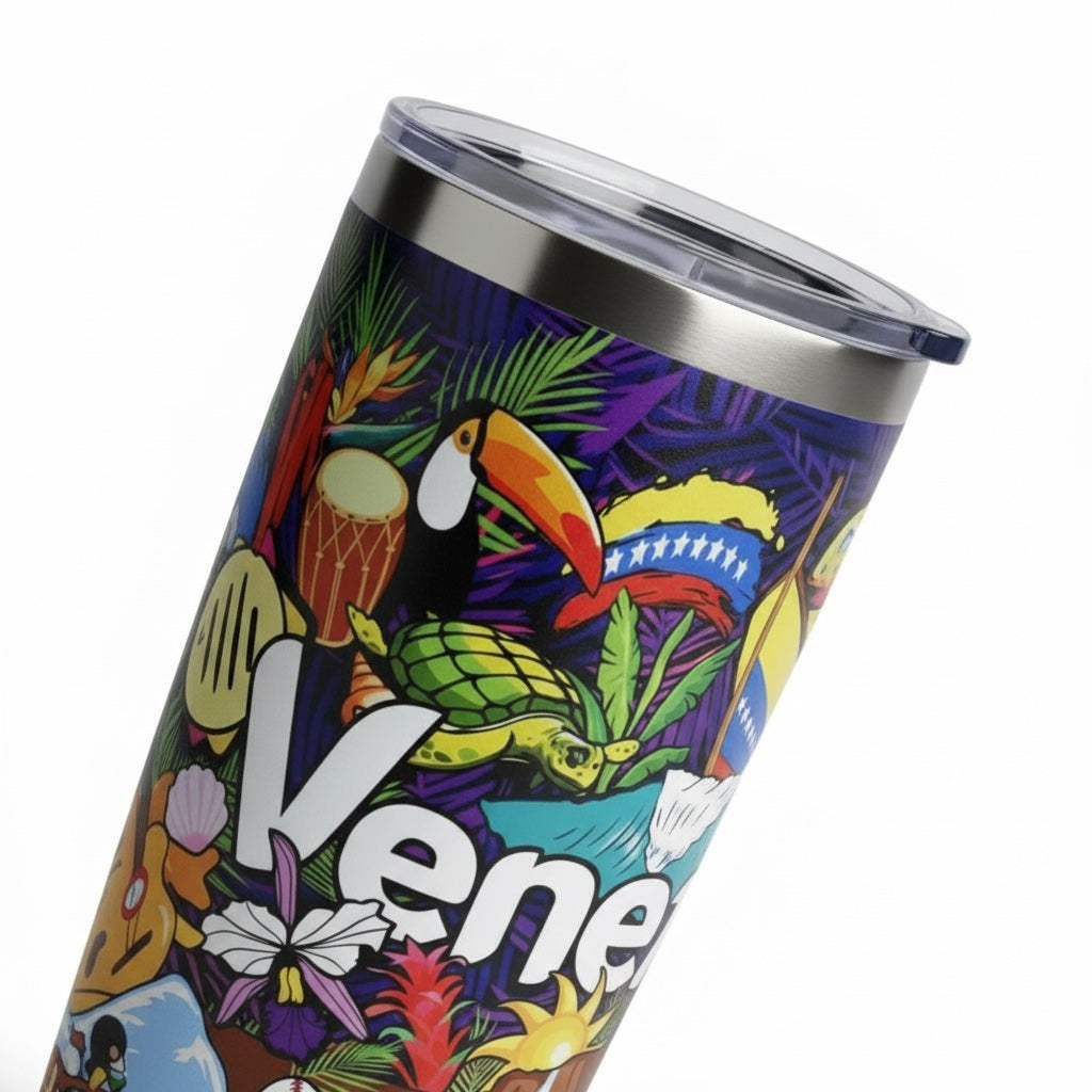 20oz Double-Wall Stainless Steel Tumbler – Venezuela-Inspired Design.